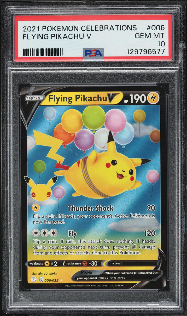 2021 Pokemon Sword & Shield Celebrations Holo Flying Pikachu V #6 PSA 10 GEM MINT