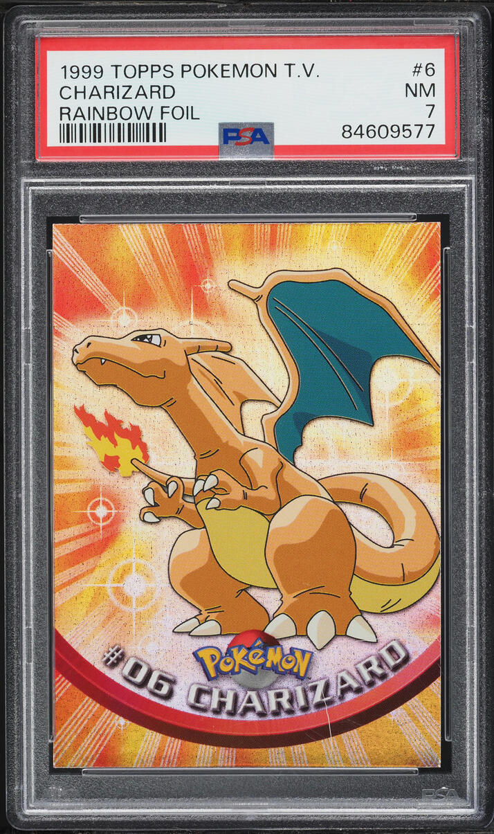 1999 Topps Pokemon T.V. Rainbow Foil Charizard #6 PSA 7 NRMT