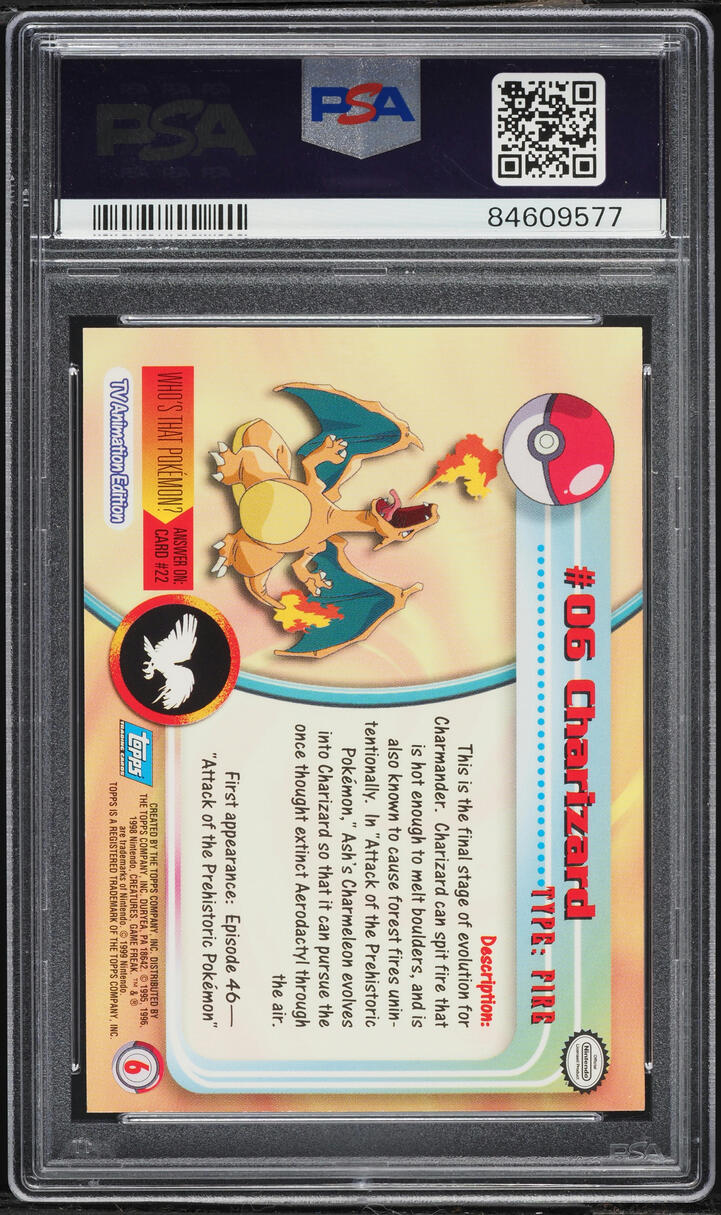1999 Topps Pokemon T.V. Rainbow Foil Charizard #6 PSA 7 NRMT