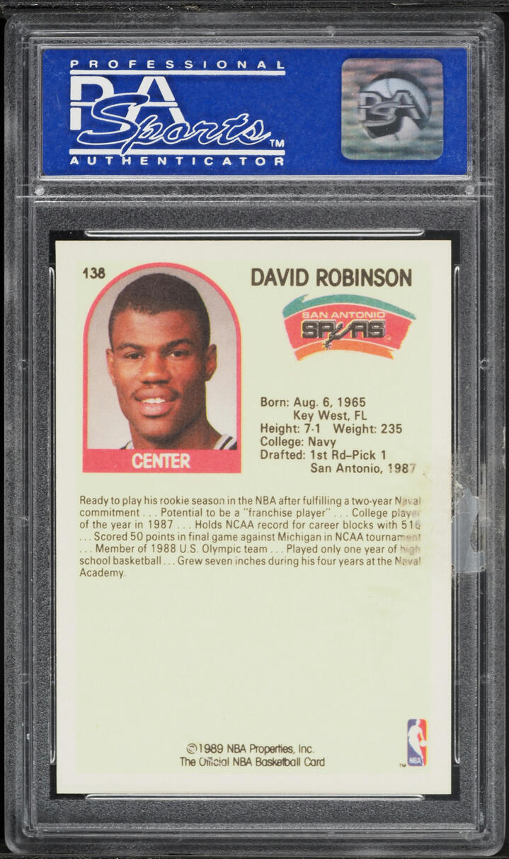 1989 Hoops David Robinson ROOKIE #138 PSA 9 MINT
