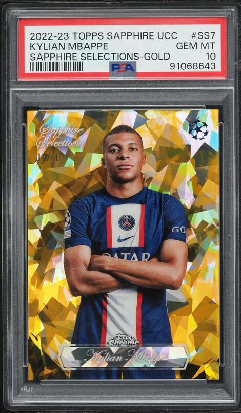 2022 Topps Chrome Sapphire Edition UEFA Club Gold Kylian Mbappe