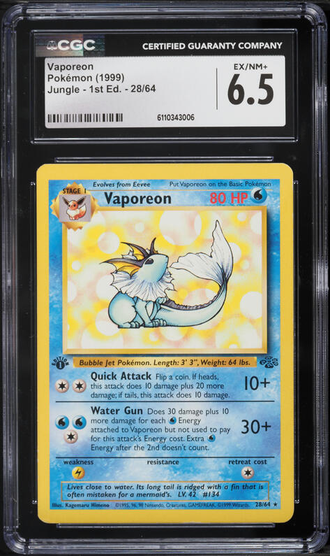 vaporeon pokemon card 1995 - (12) - Jungle Extra Water energy after the 2nd doesnt count RECORD SALE: We just sold