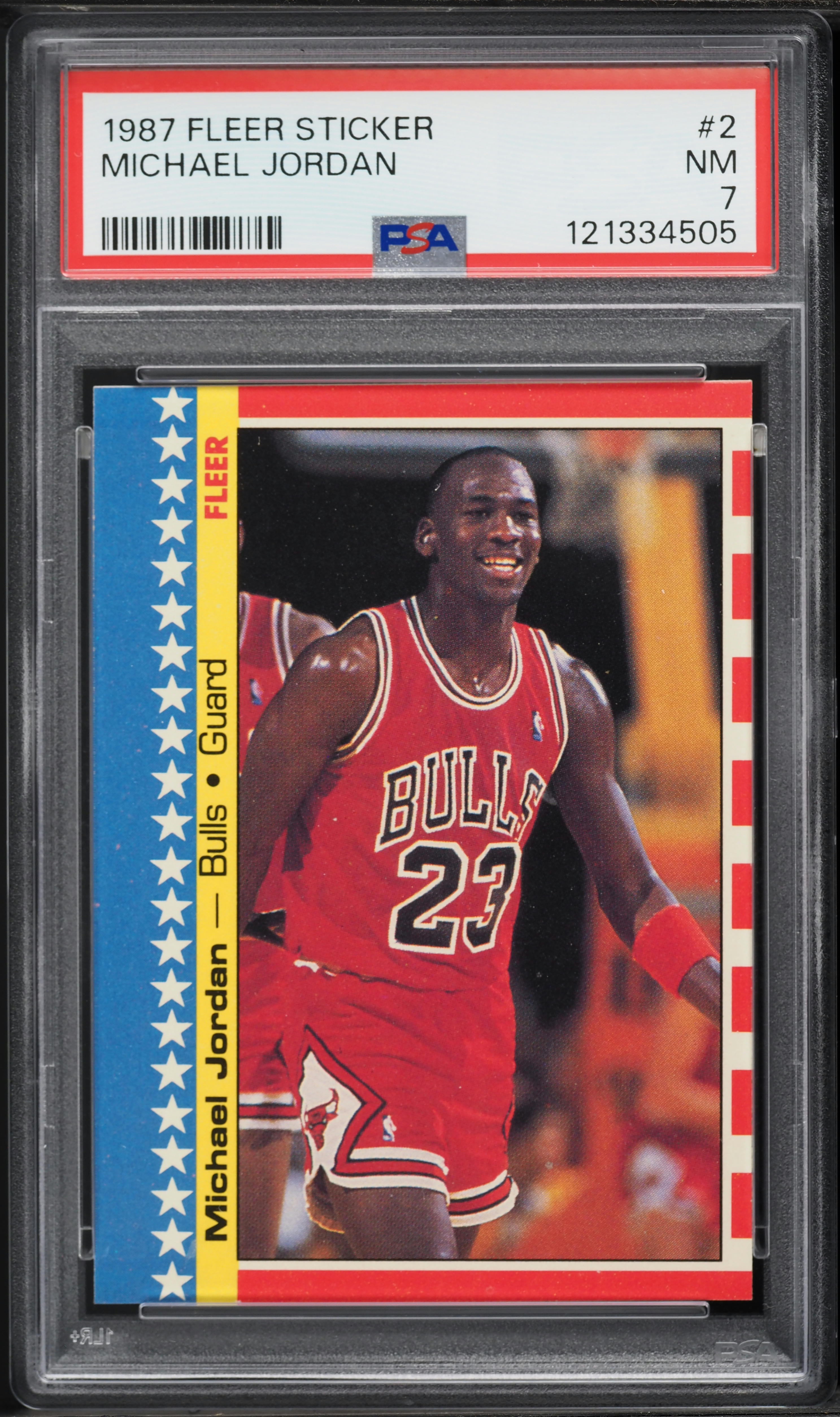 1987 Fleer Sticker Michael Jordan #2 PSA 7 NRMT on Fanatics Collect