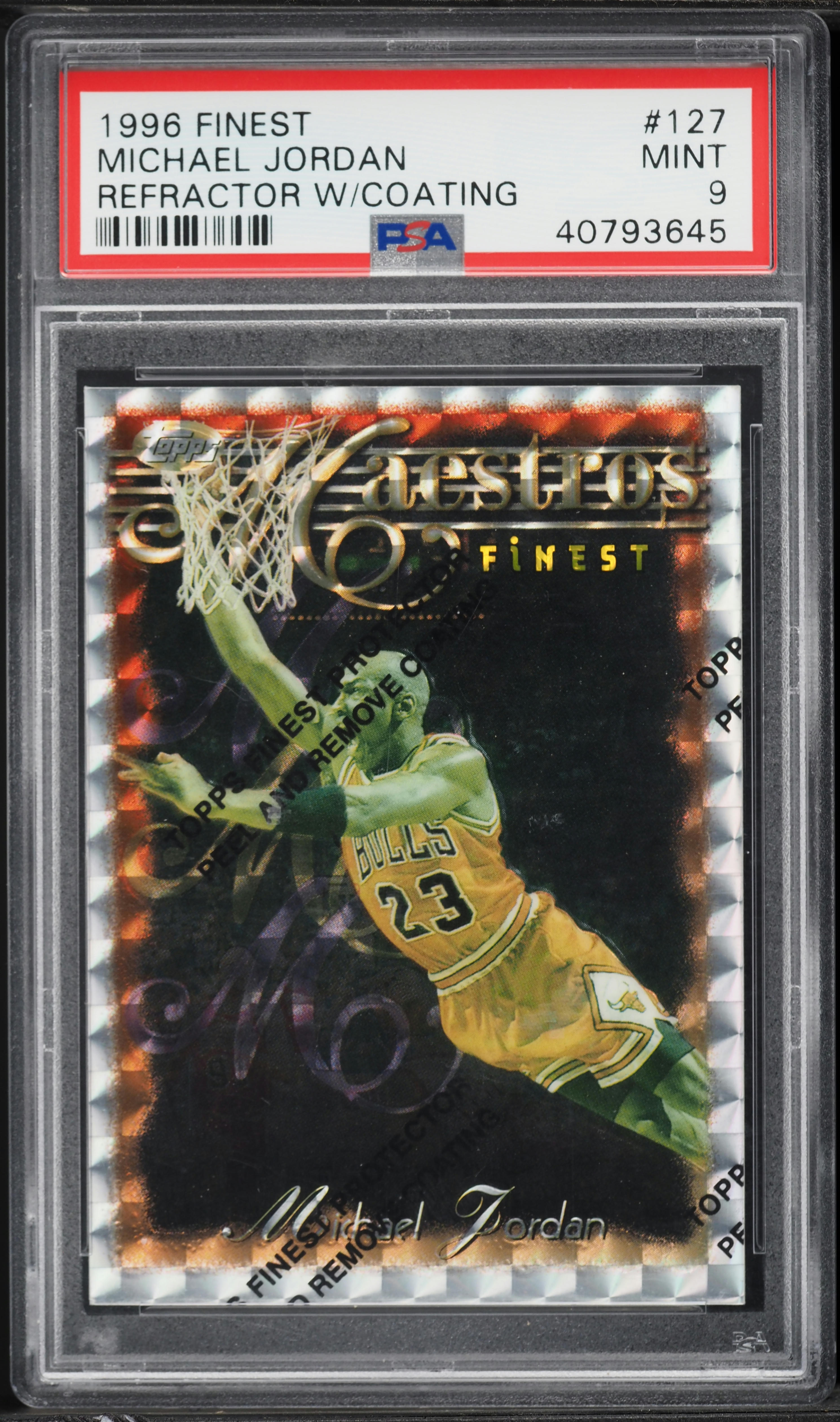 1996 Finest Refractor w/ Coating Michael Jordan #127 PSA 9 MINT on