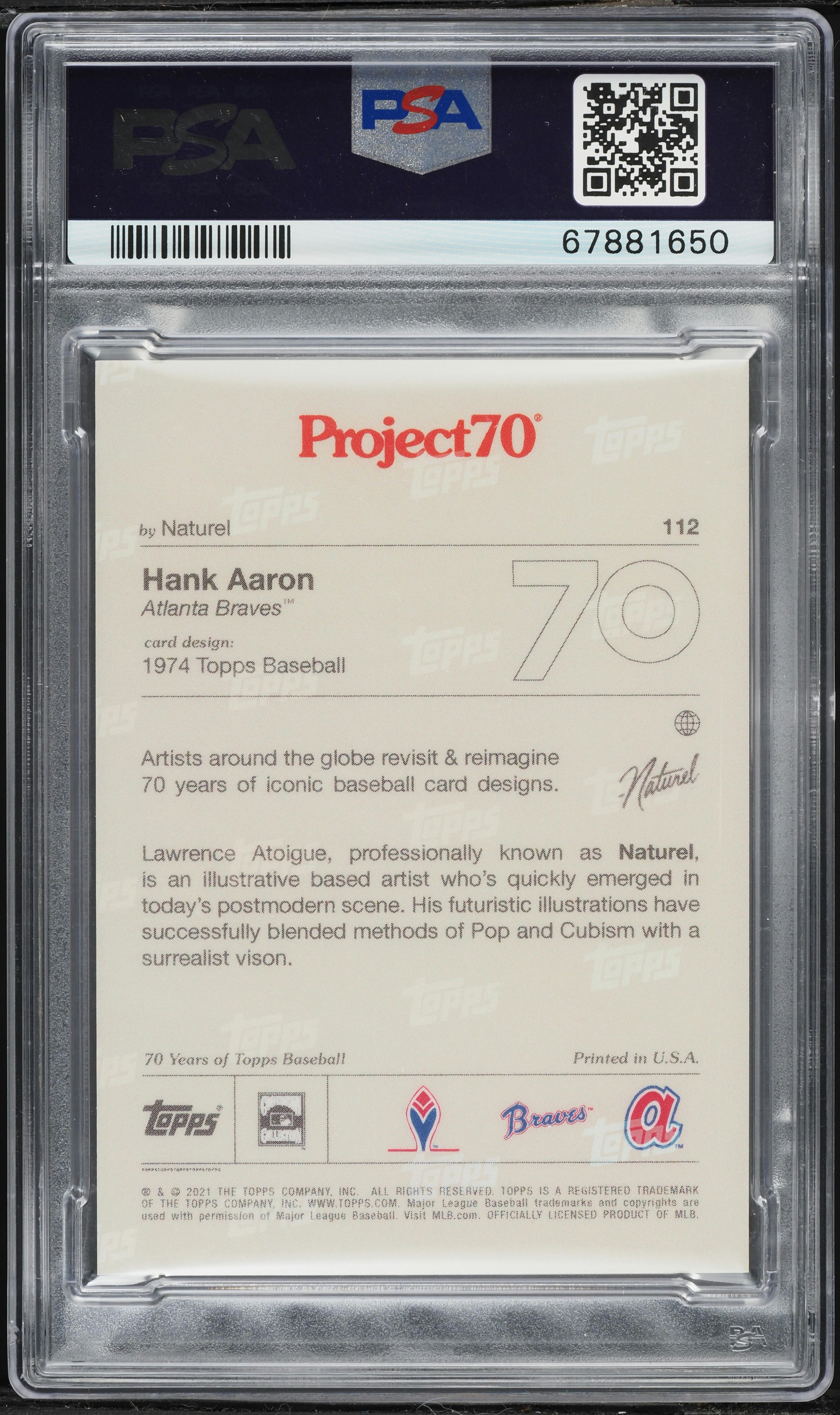 2021 Topps Project 70 Hank Aaron #112 PSA 10 GEM MINT on Fanatics