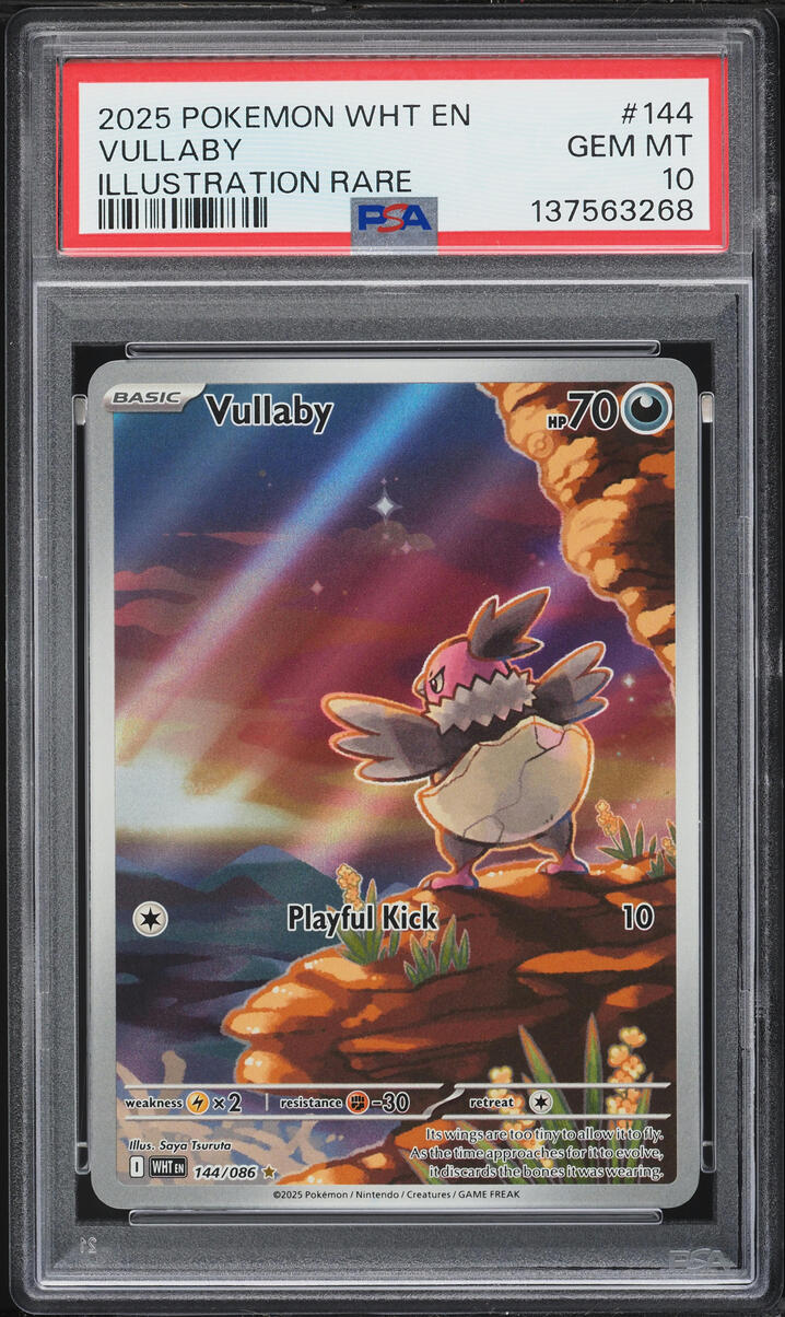 2025 Pokemon Scarlet & Violet White Flare IR Vullaby #144 PSA 10 GEM MINT