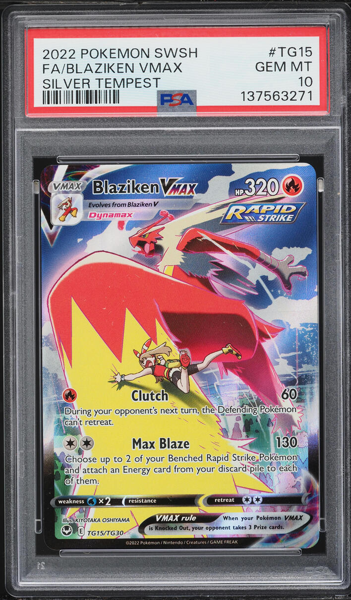 2022 Pokemon Sword & Shield Silver Tempest CHR Blaziken VMAX #TG15 PSA 10 GEM MINT