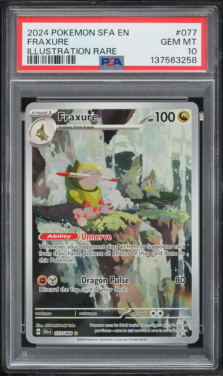 2024 Pokemon Scarlet & Violet Shrouded Fable IR Fraxure #77 PSA 10 GEM MINT