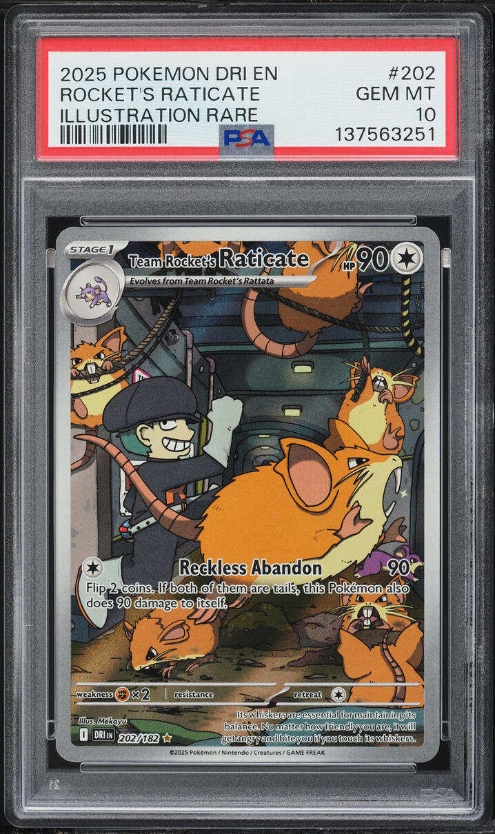 2025 Pokemon Scarlet & Violet Destined Rivals IR Team Rocket's Raticate #202 PSA 10 GEM MINT