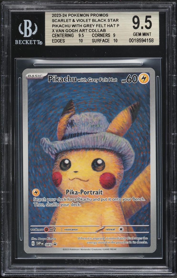 2023 Pokemon Scarlet & Violet Promo Van Gogh Pikachu With Grey Felt Hat #85 BGS 9.5 GEM MINT