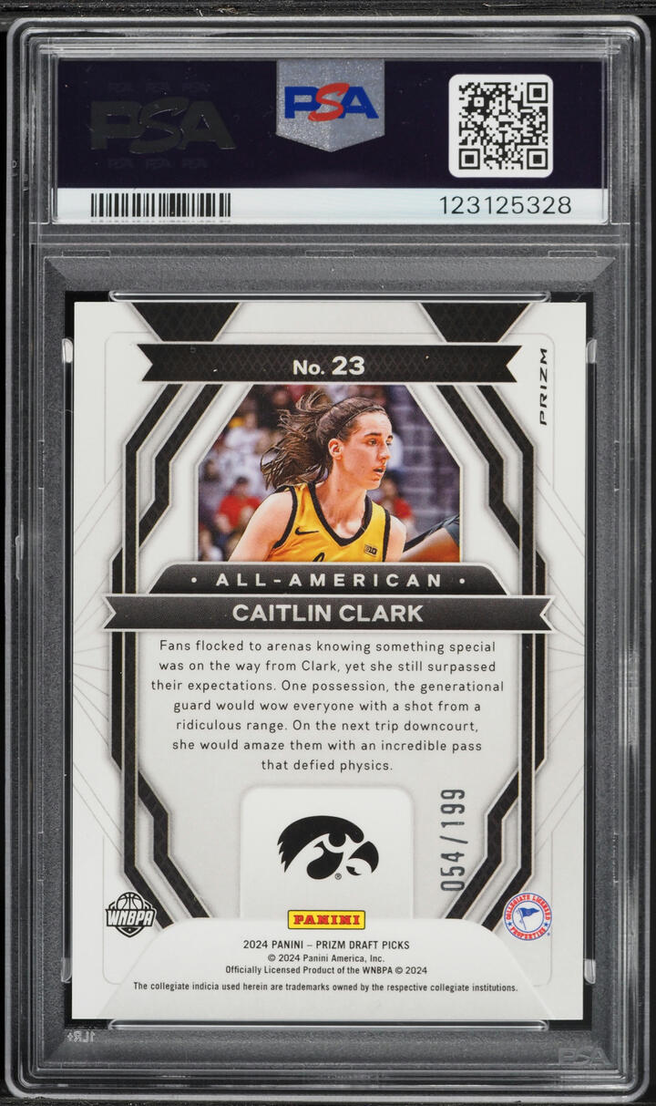 2024 Panini Prizm Draft Picks All-American Blue Caitlin Clark ROOKIE /199 #23 PSA 10 GEM MINT