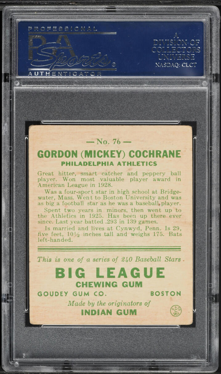 1933 Goudey Mickey Cochrane #76 PSA 4 VGEX