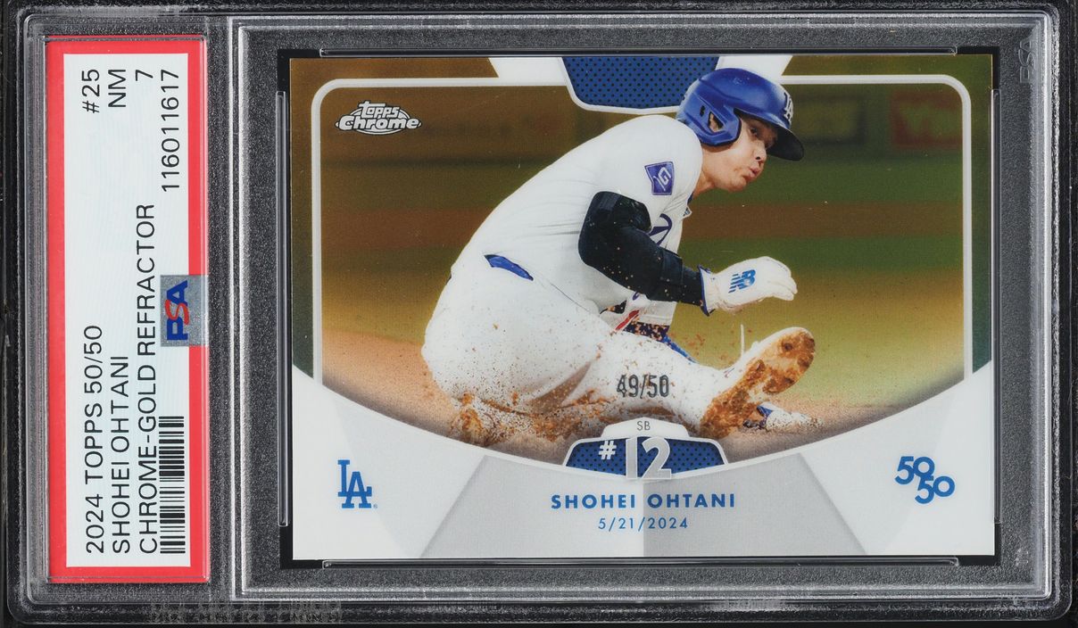 2024 Topps Chrome 50/50 Gold Refractor Shohei Ohtani /50 #25 PSA 7 NRMT