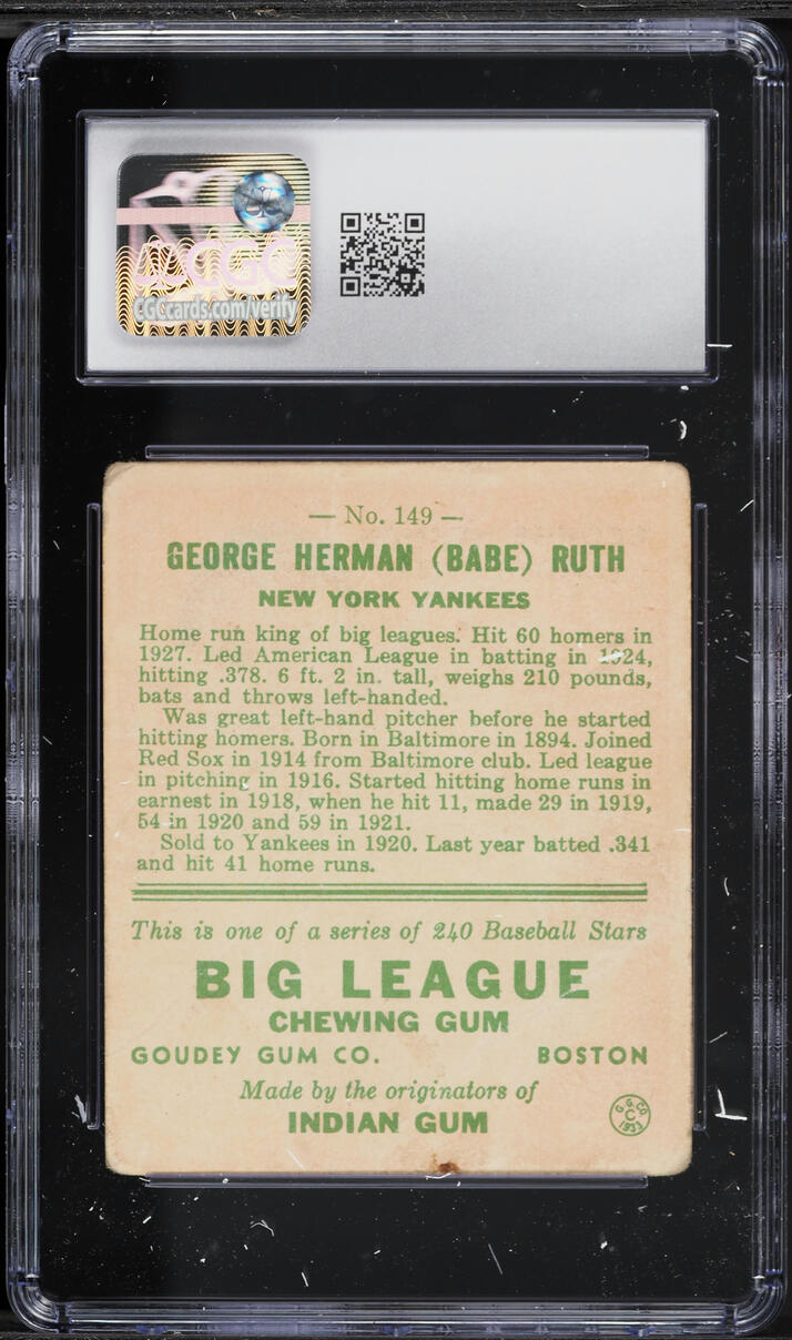 1933 Goudey Babe Ruth #149 CGC 1 PR