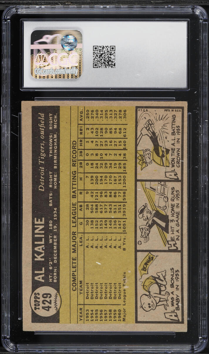 1961 Topps Al Kaline #429 CGC 6 EXMT