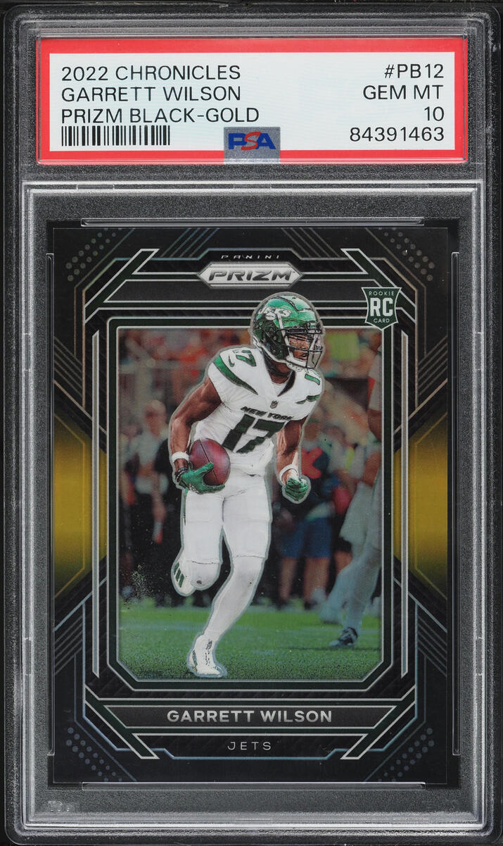 2022 Panini Chronicles Prizm Black Gold Garrett Wilson ROOKIE /10 #PB12 PSA 10 GEM MINT