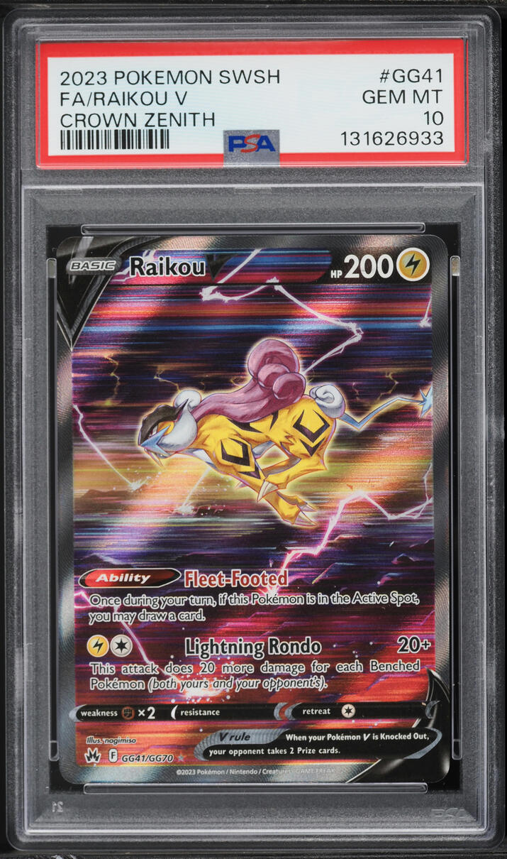 2023 Pokemon Sword & Shield Crown Zenith Alt Art Raikou V #GG41 PSA 10 GEM MINT