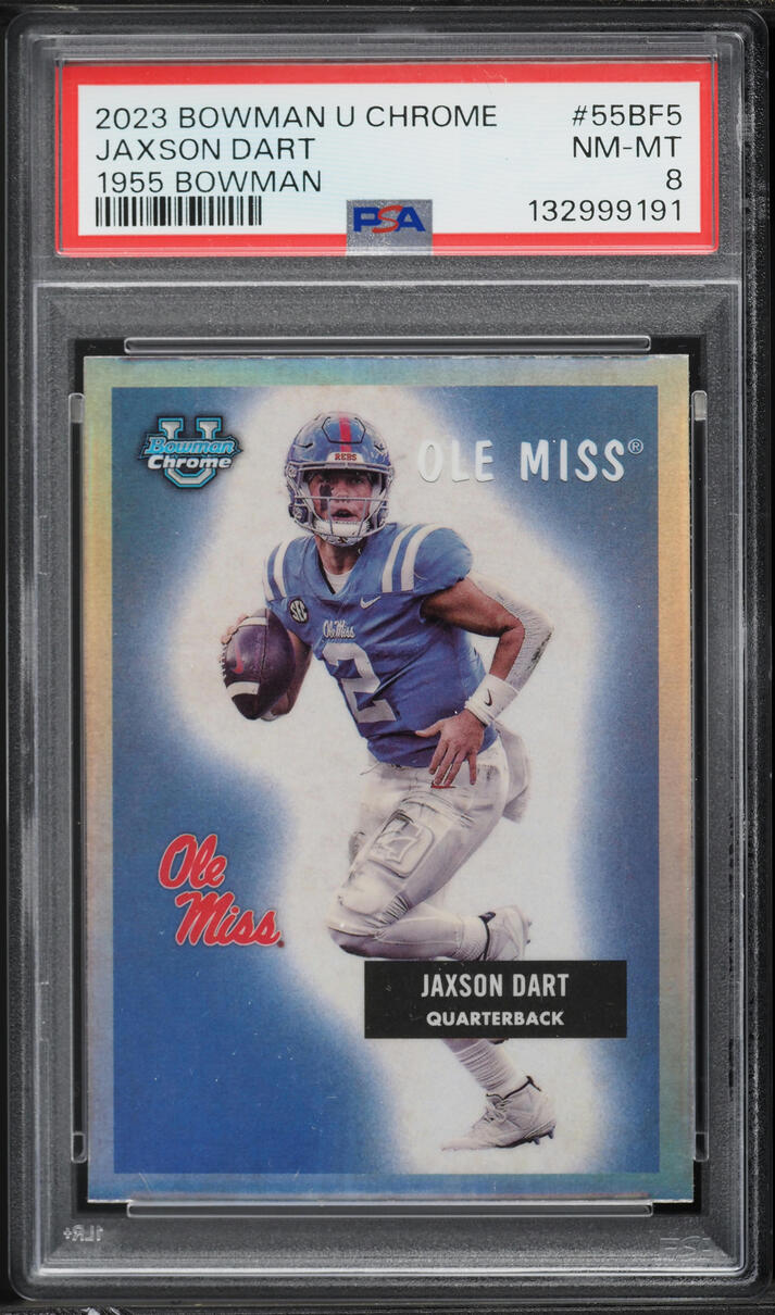 2023 Bowman University Chrome '55 Jaxson Dart ROOKIE #55BF-5 PSA 8 NM-MT
