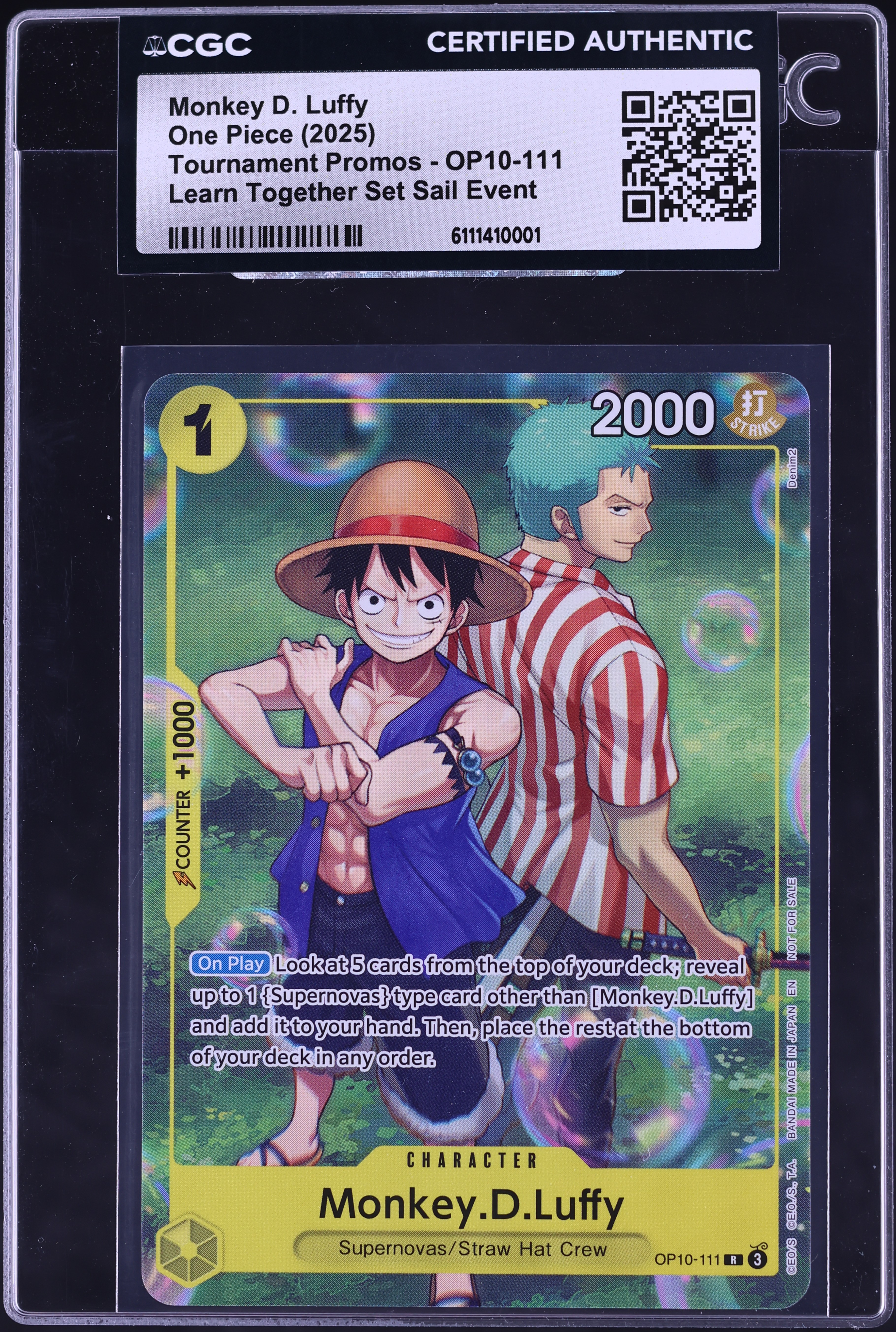 2025 One Piece Tournament Promo Learn Together Set Sail Monkey D