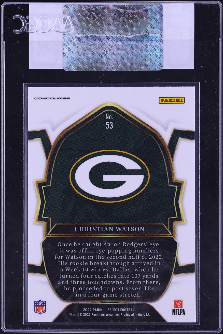2022 Select Concourse Christian Watson ROOKIE #53 CGC AUTH
