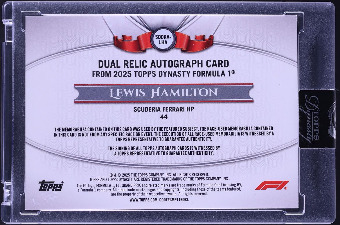 2025 Topps Dynasty Formula 1 F1 Dual Red Lewis Hamilton PATCH AUTO /5 #SDDRA-LHA