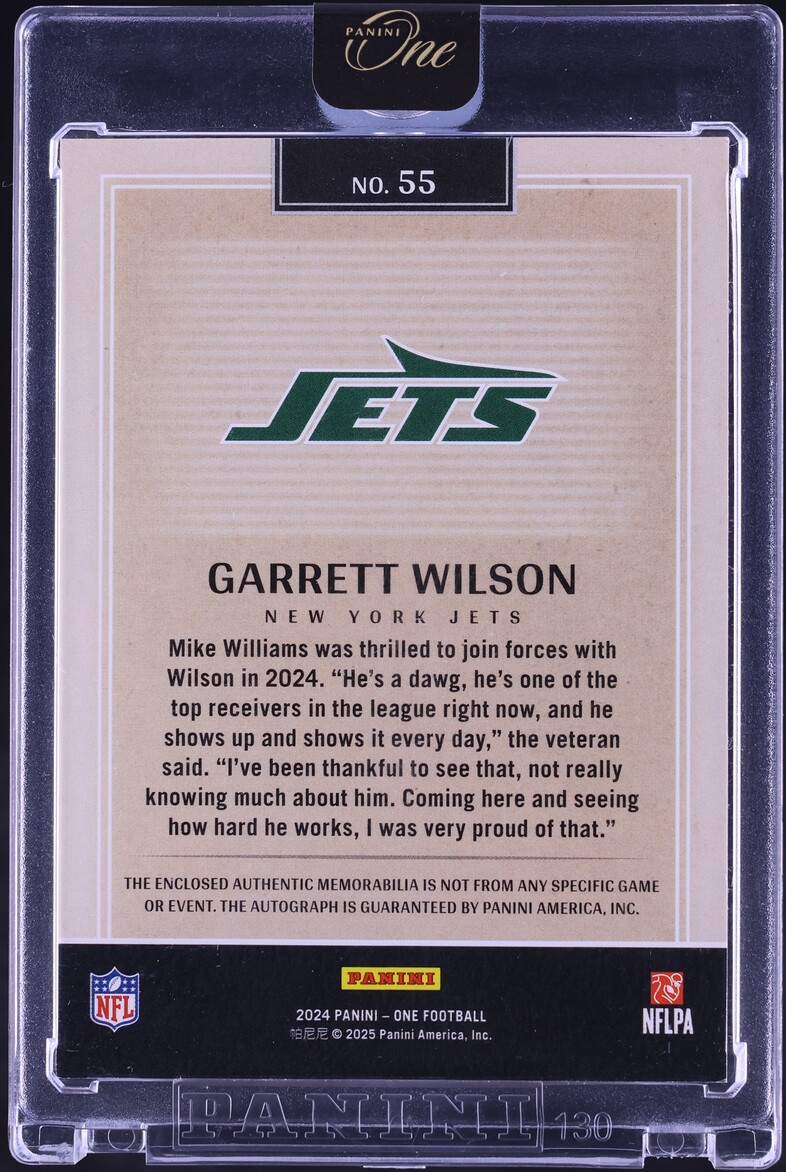 2024 Panini One Quad Gold Garrett Wilson PATCH AUTO /10 #55