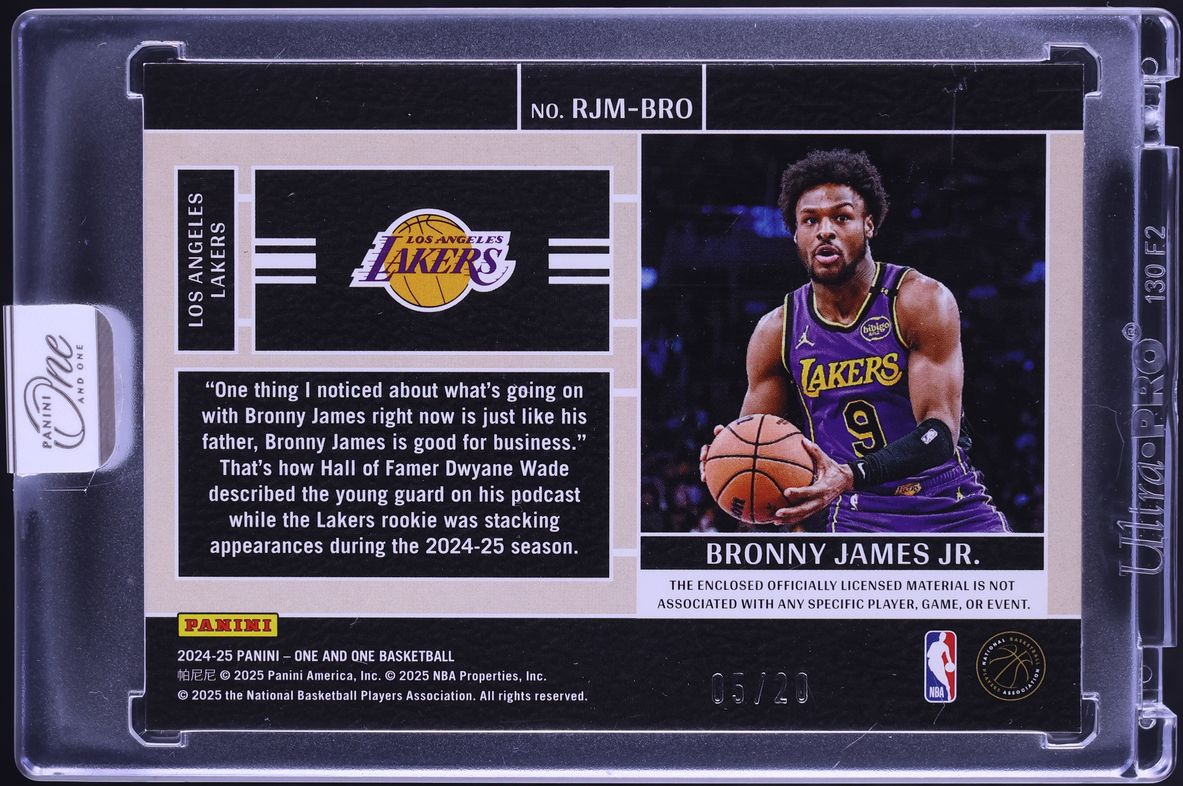 2024 Panini One And One Jumbo Bronny James Jr. ROOKIE PATCH /20 #RJM-BRO