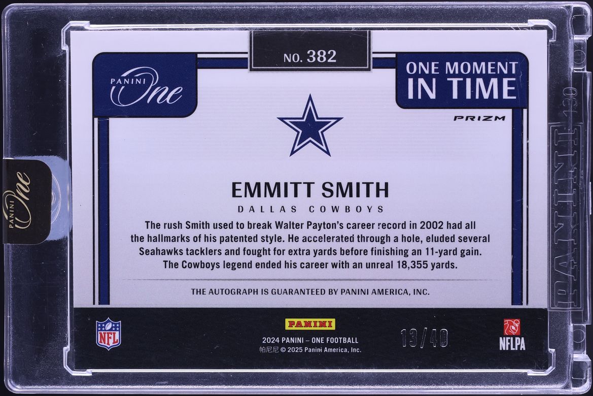 2024 Panini One Moment In Time Green Prizm Emmitt Smith AUTO /40 #382