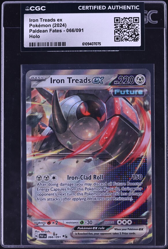 2024 Pokemon Scarlet & Violet Paldean Fates Holo Iron Treads Ex #66 CGC AUTH