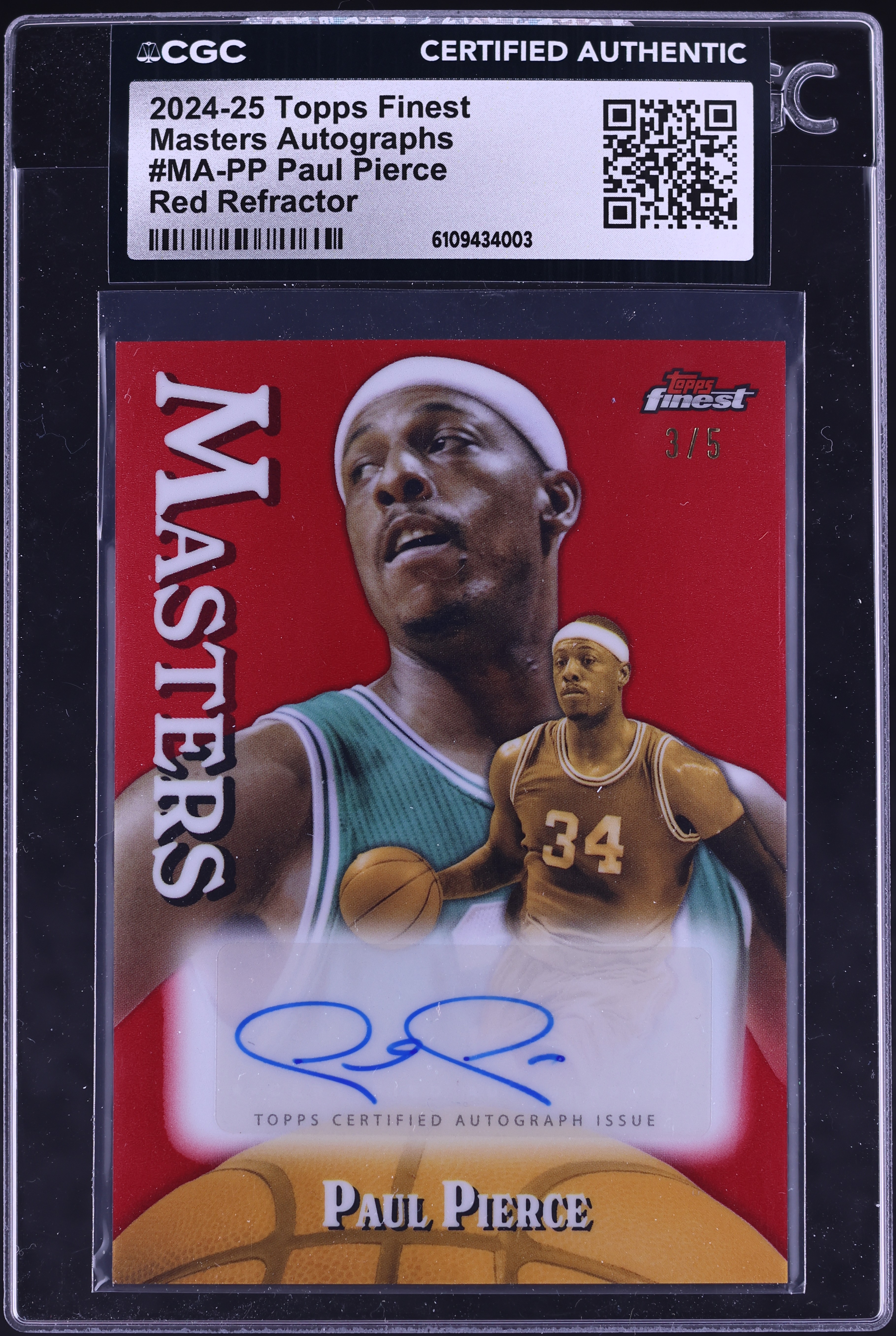 2024 Topps Finest Basketball Red Refractor Paul Pierce #MA-PP
