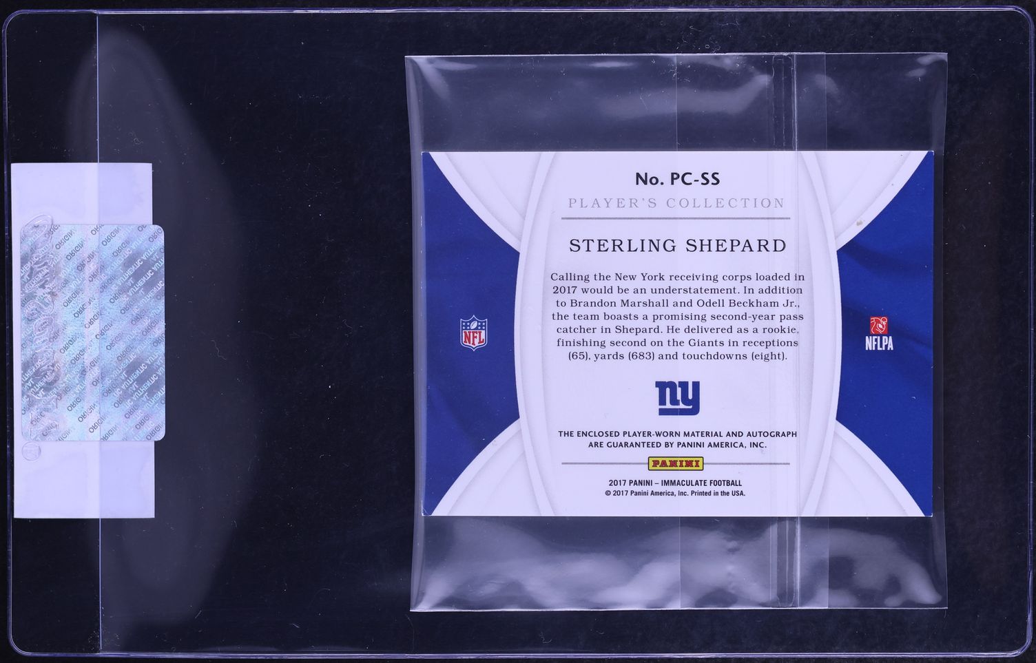 2017 Immaculate Players Collection Platinum Tags Sterling Shepard PATCH AUTO 1/1 #PCSS CGC AUTH