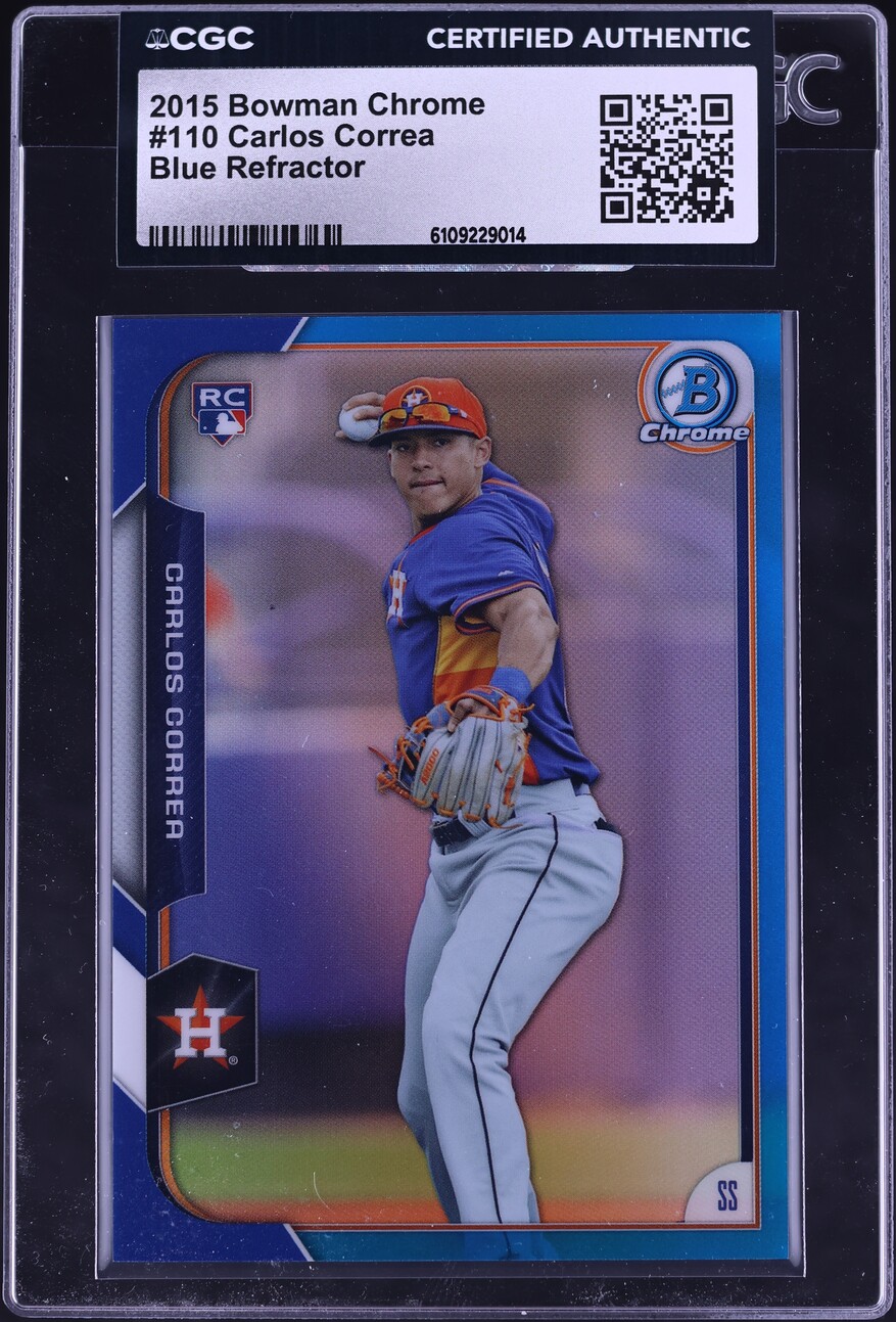 2015 Bowman Chrome Blue Refractor Carlos Correa ROOKIE /150 #110 CGC AUTH