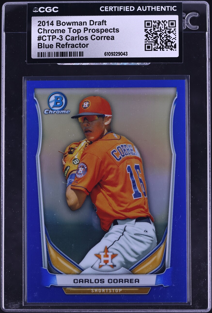 2014 Bowman Chrome Draft Top Blue Refractor Carlos Correa PROSPECT /399 #CTP-3 CGC AUTH