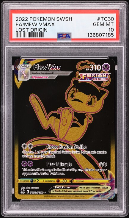 2022 Pokemon Sword & Shield Lost Origin Gold Rare Mew VMAX #TG30 PSA 10 GEM MINT on Fanatics Collect 2022 Pokemon Sword & Shield Lost Origin Gold Rare Mew VMAX #TG30 PSA 10 GEM MINT on Fanatics Collect