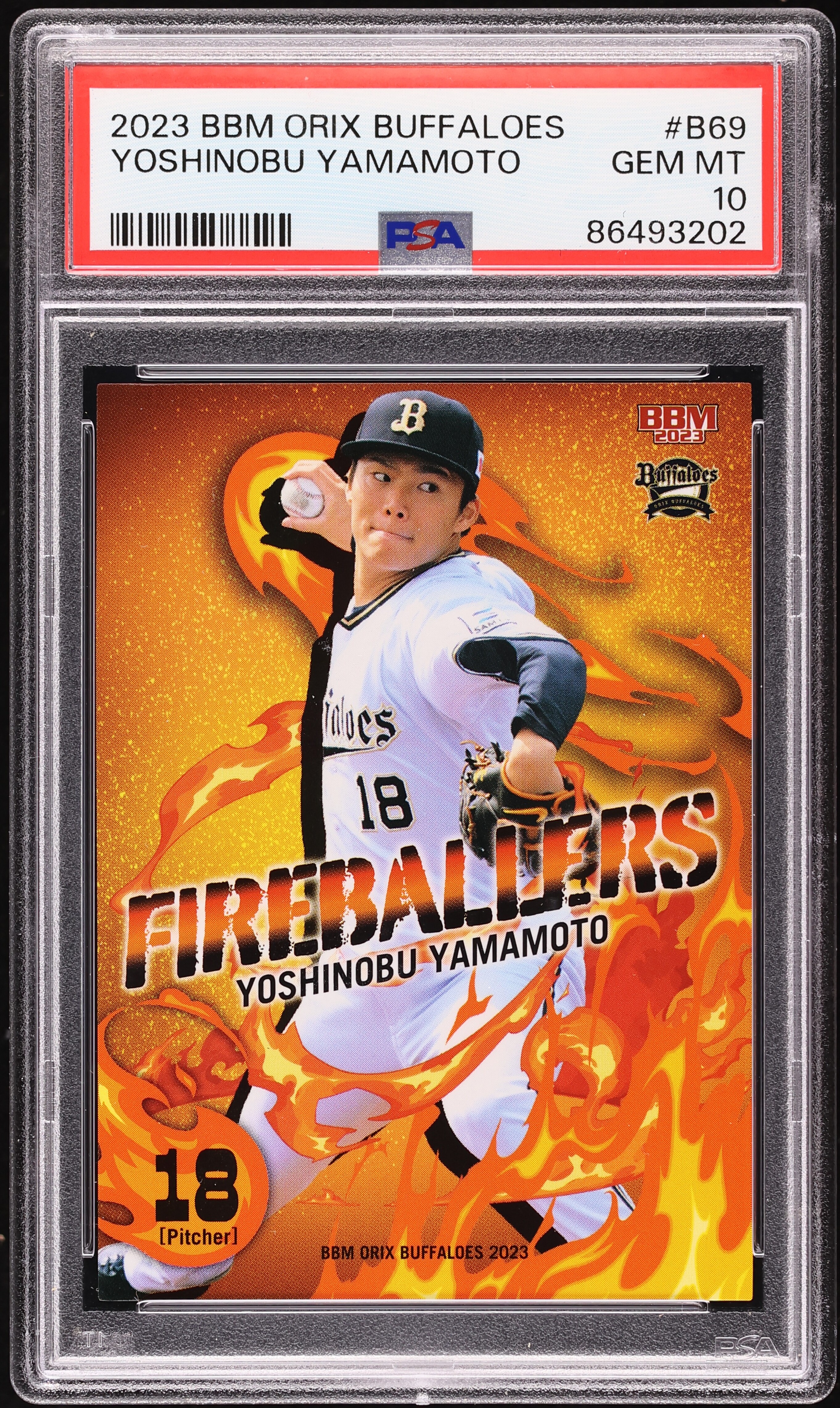 2023 BBM Orix Buffaloes Yoshinobu Yamamoto #B69 PSA 10 GEM MINT on