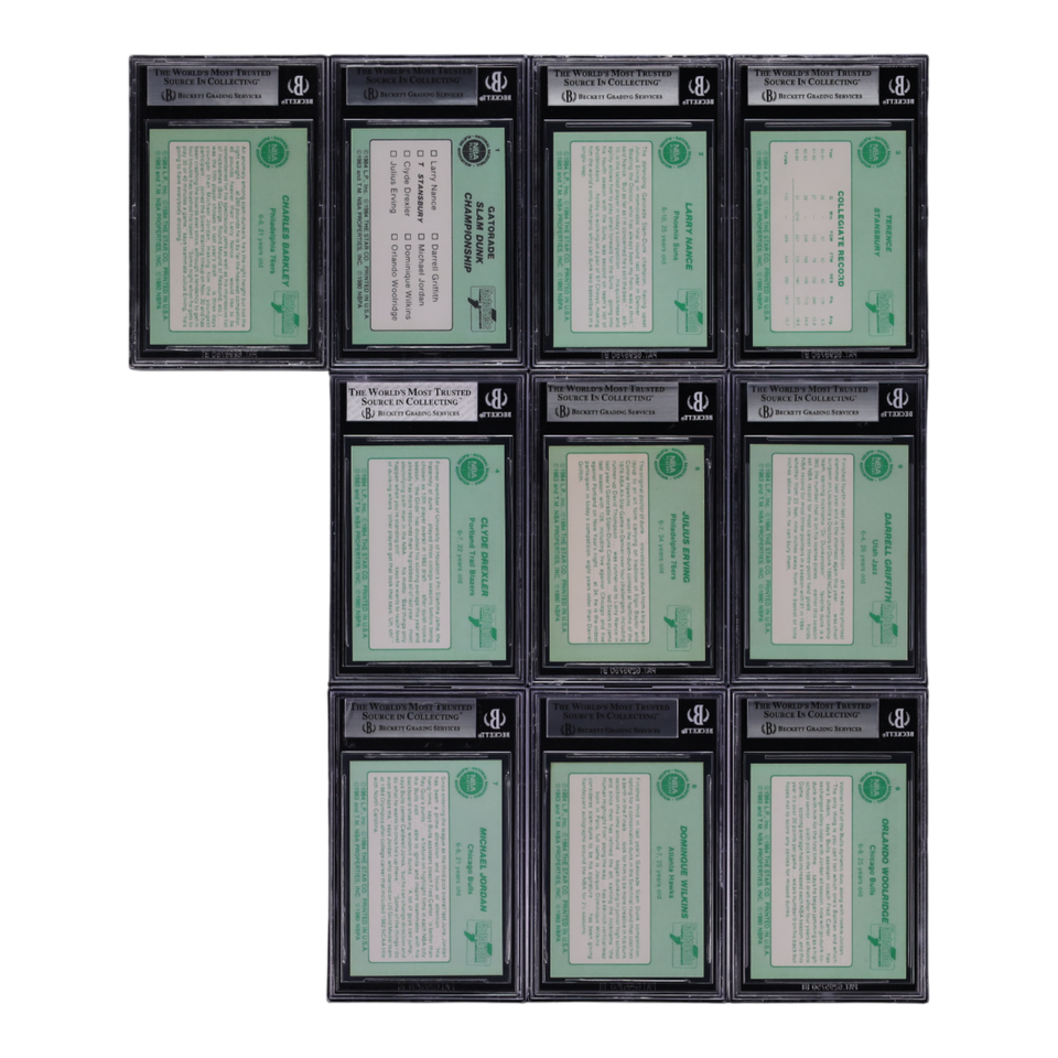 Lot(10) 1985 Star Gatorade Slam Dunk Complete Set w/ Michael Jordan ROOKIE BGS 8-9