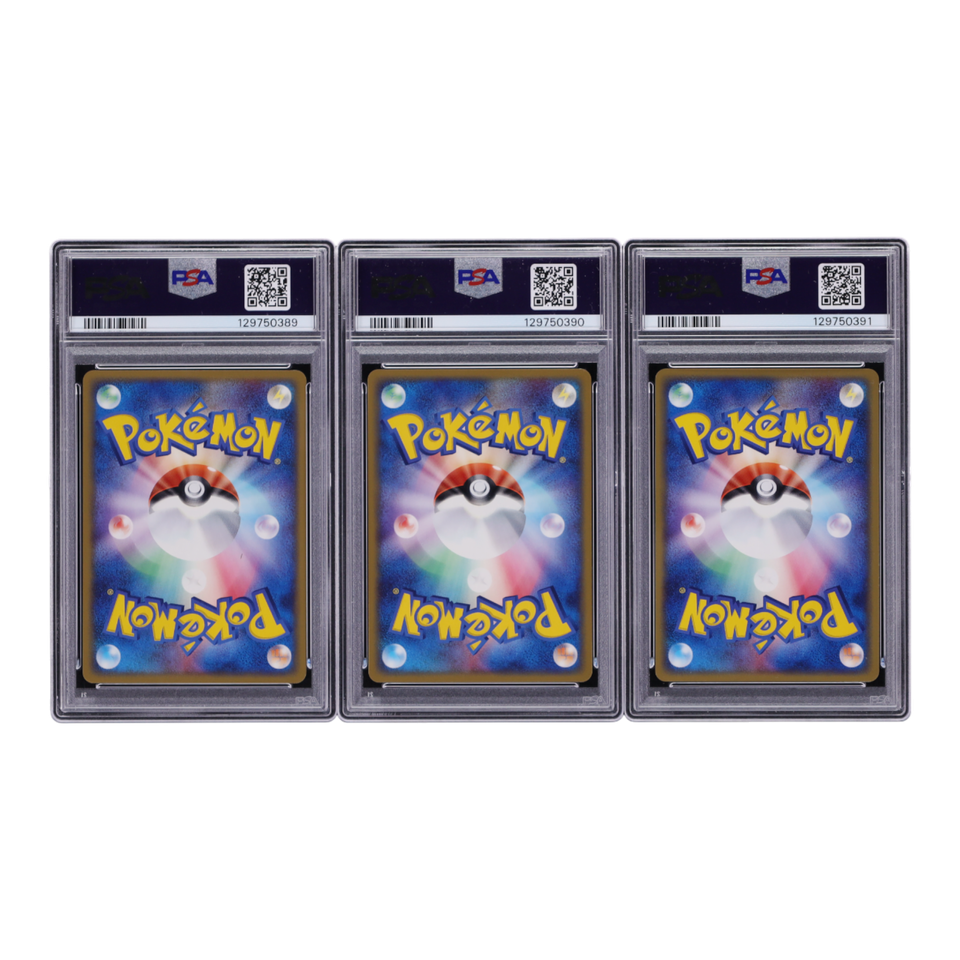 Lot (3) 2004 Pokemon Japanese Black Deck Kit Larvitar Dark Pupitar Holo Dark Tyranitar PSA 10