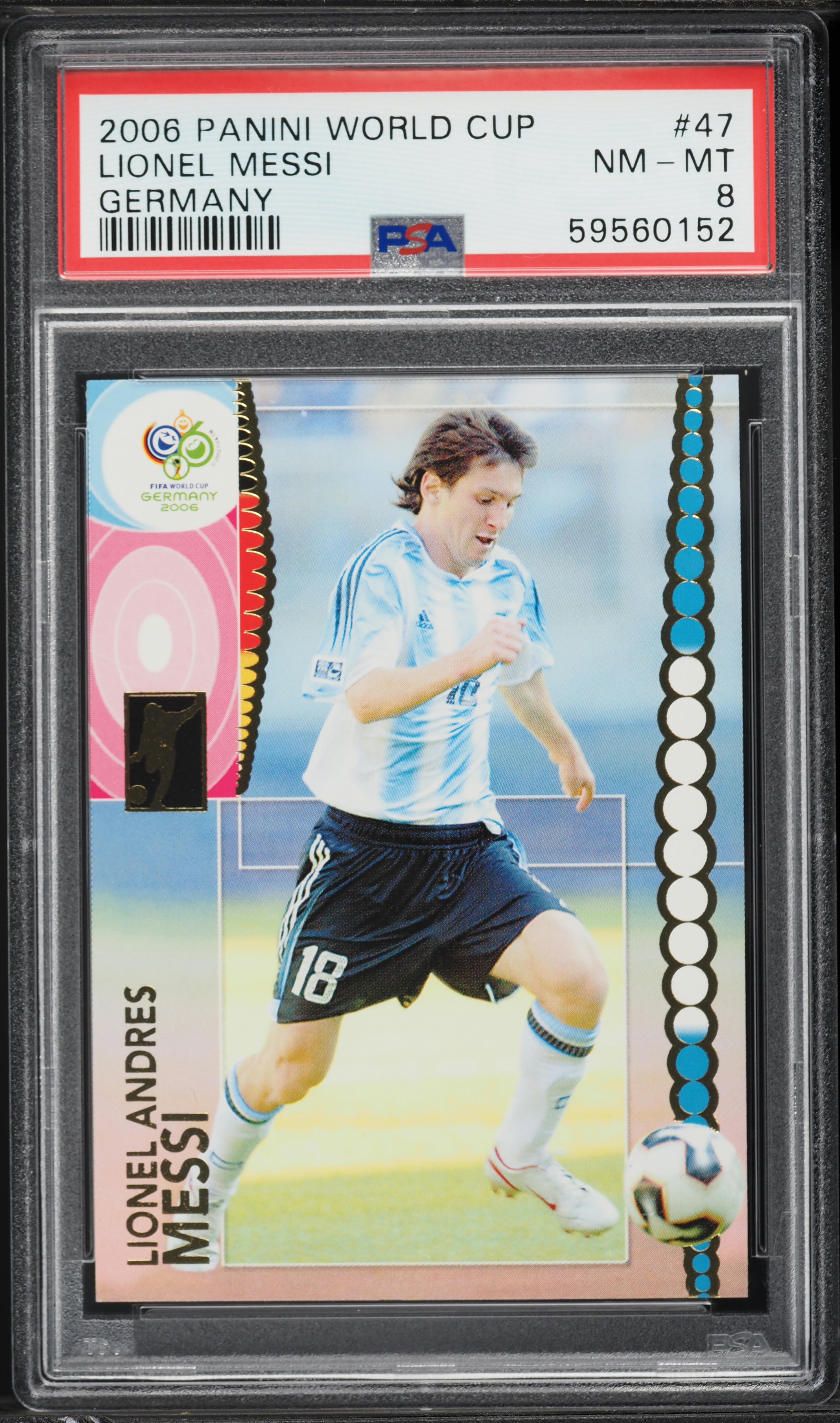 2006 Panini World Cup Germany Lionel Messi #47 PSA 8 NM-MT on