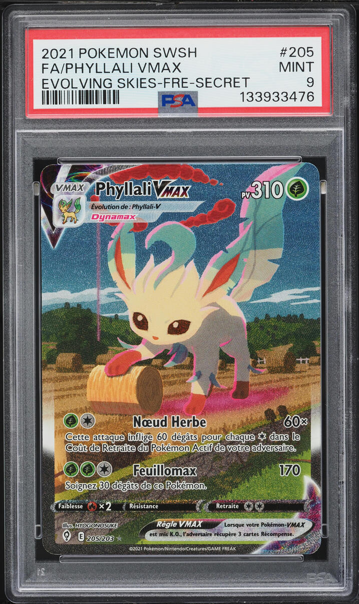 2021 Pokemon French Sword & Shield Evolving Skies SEC Leafeon VMAX #205 PSA 9 MINT