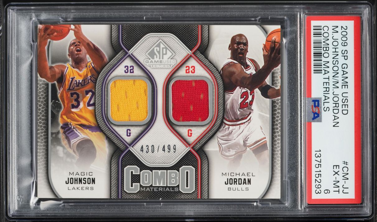 2009 SP Game Used Magic Johnson Michael Jordan PATCH /499 #CM-JJ PSA 6 EXMT