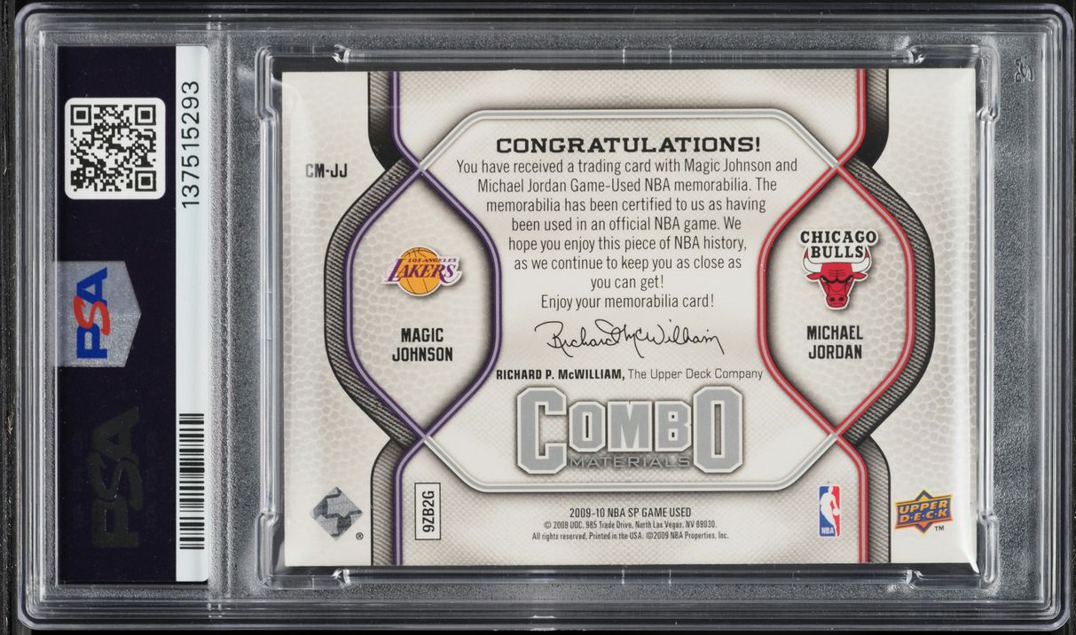 2009 SP Game Used Magic Johnson Michael Jordan PATCH /499 #CM-JJ PSA 6 EXMT