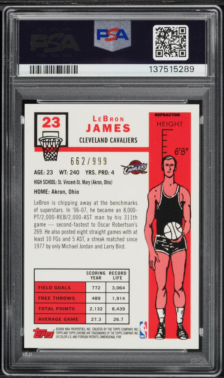 2007 Topps Chrome '57 Variation Refractor LeBron James /999 #23