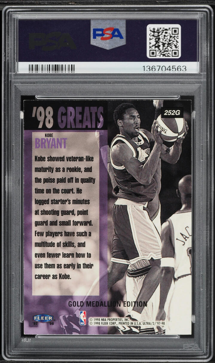 1997 Ultra Gold Medallion Kobe Bryant #252G PSA 7 NRMT