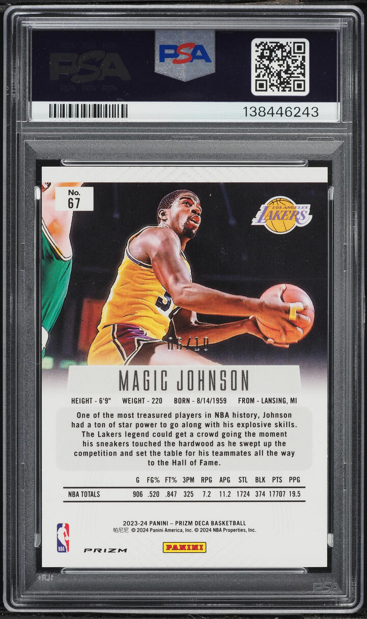 2023 Panini Prizm Deca Gold Magic Johnson /10 #67 PSA 9 MINT
