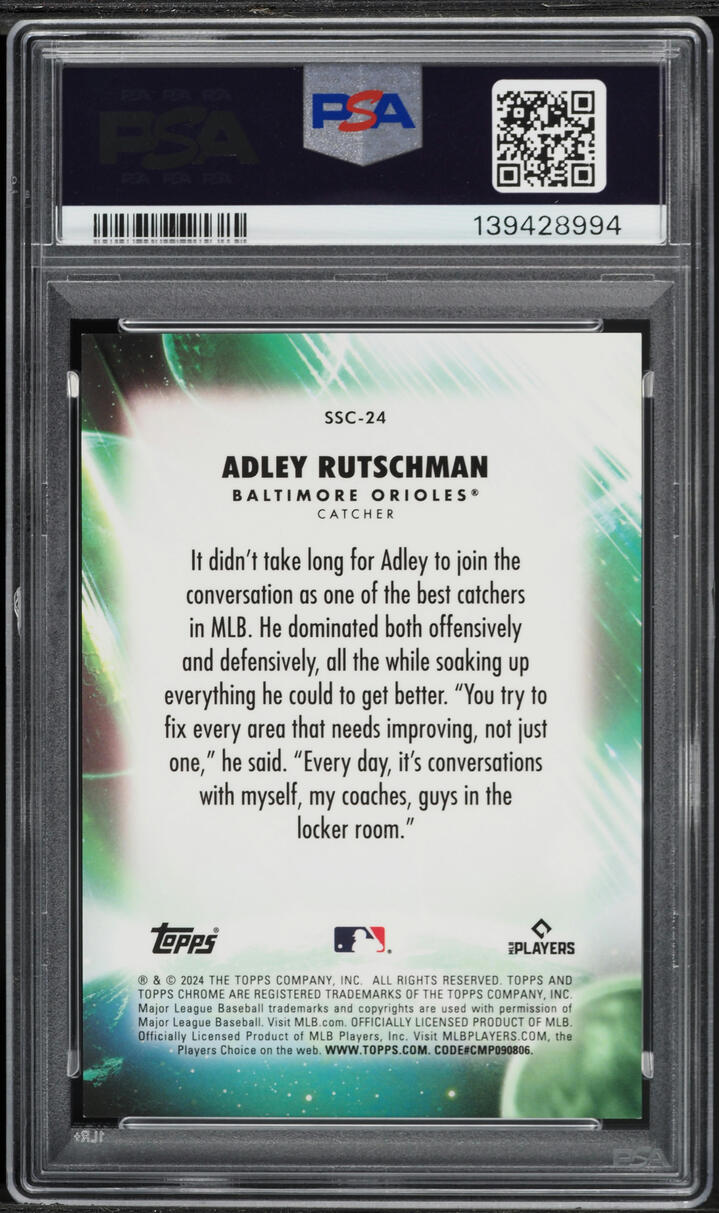 2024 Topps Chrome Update Stratospheric Stars Black Refractor Adley Rutschman /10 #24 PSA 9 MINT