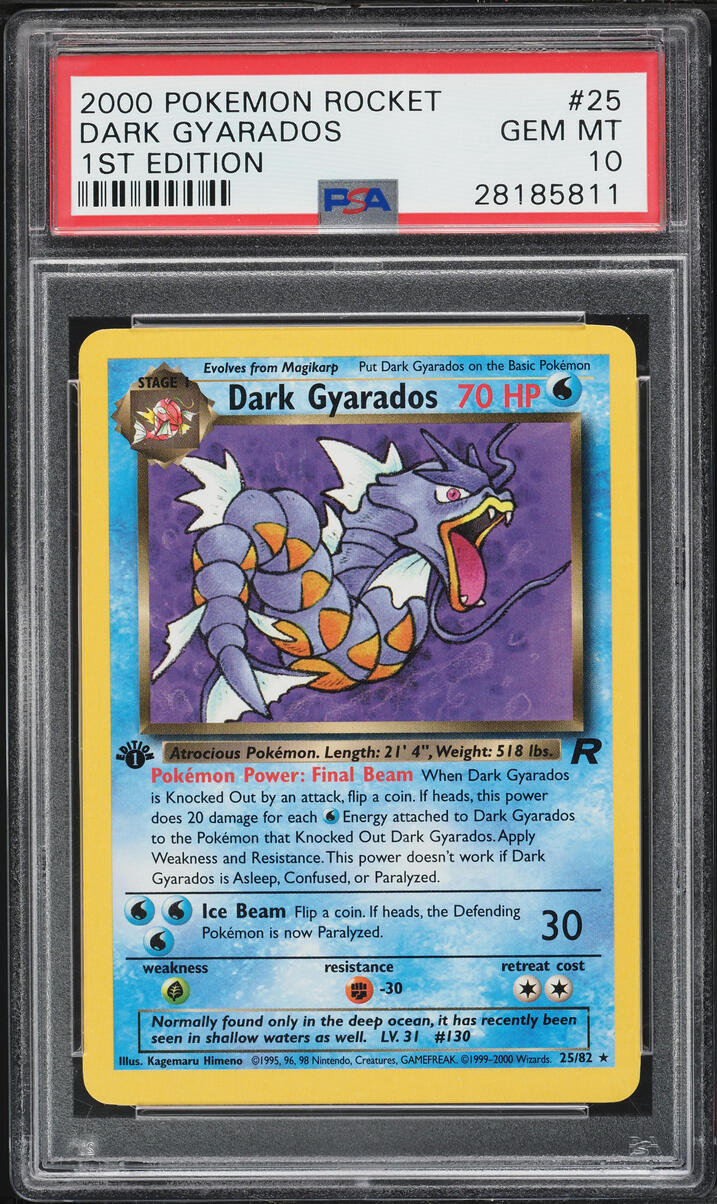 2000 Pokemon Team Rocket 1st Edition Dark Gyarados #25 PSA 10 GEM MINT