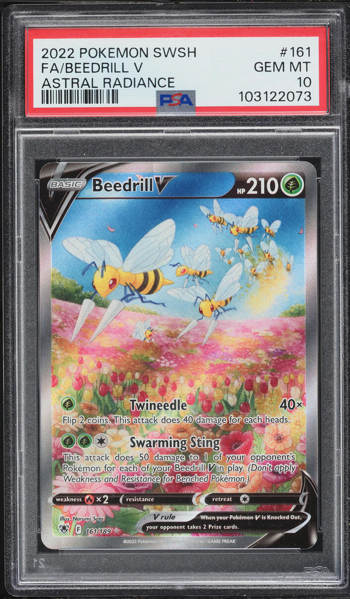 2022 Pokemon Sword & Shield Astral Radiance Full Art Beedrill V #161 PSA 10 GEM MINT