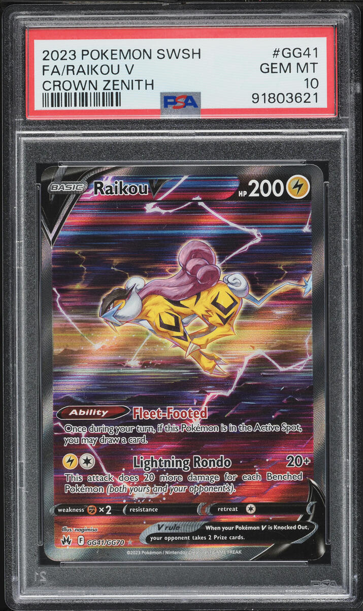 2023 Pokemon Sword & Shield Crown Zenith Alt Art Raikou V #GG41 PSA 10 GEM MINT