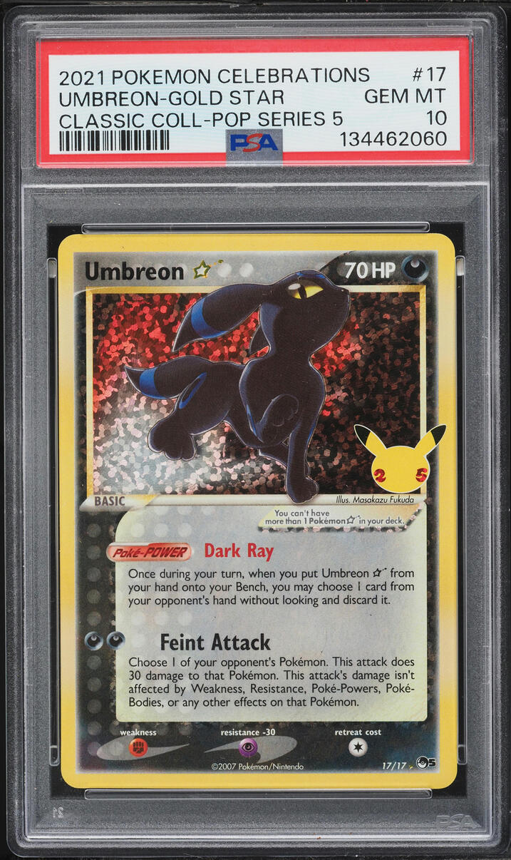 2021 Pokemon Sword & Shield Celebrations POP Series 5 Holo Umbreon Gold Star #17 PSA 10 GEM