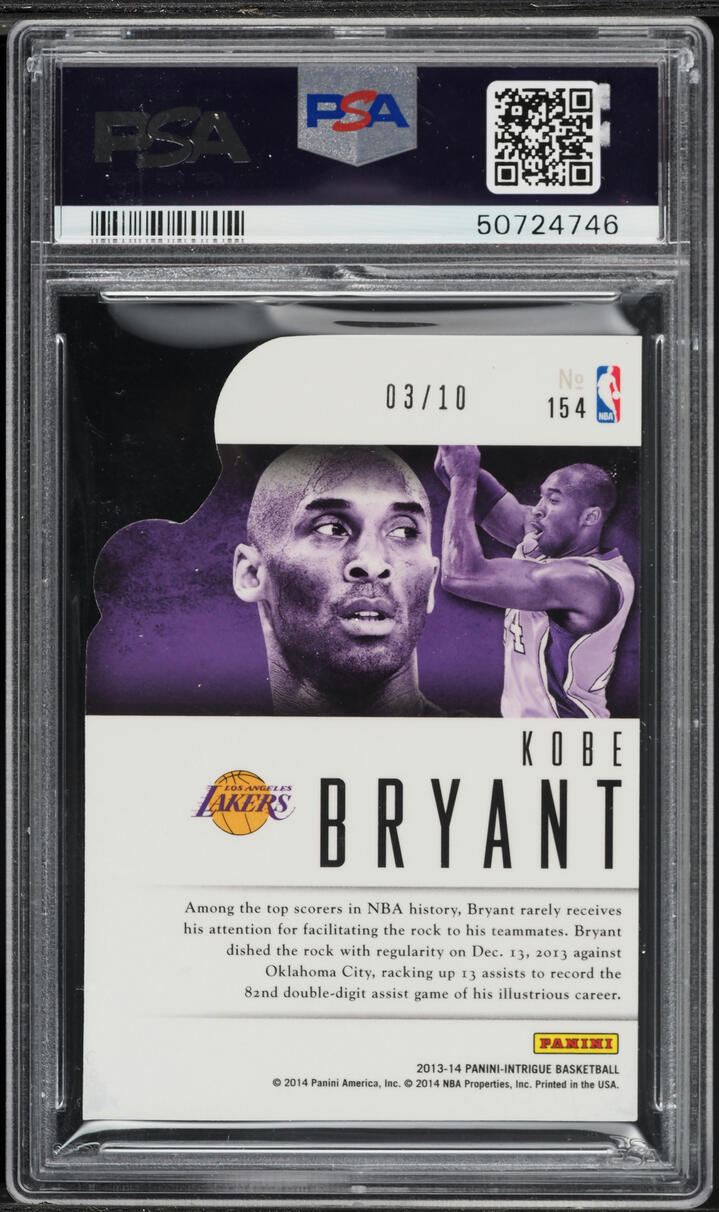 2013 Panini Intrigue Intriguing Players Gold Die-Cut Kobe Bryant /10 #154 PSA 8